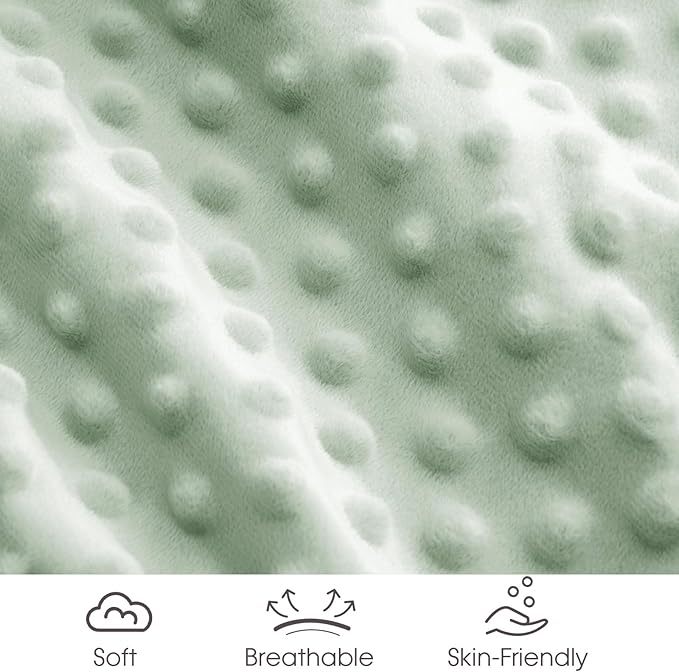 david's kids Micro Fleece Minky Baby Blanket for Girls with Double Layer and Soothing Raised Dots, 40x50 Inches Breathable and Soft Lightweight Receiving Blanket for Newborns, Sage Green