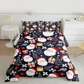 jejeloiu Santa Claus Comforter Set Toddler Size Merry Christmas Bedding Set for Kids Boys Girls Xmas Themed Duvet Quilt Dark Blue Bedroom Decor