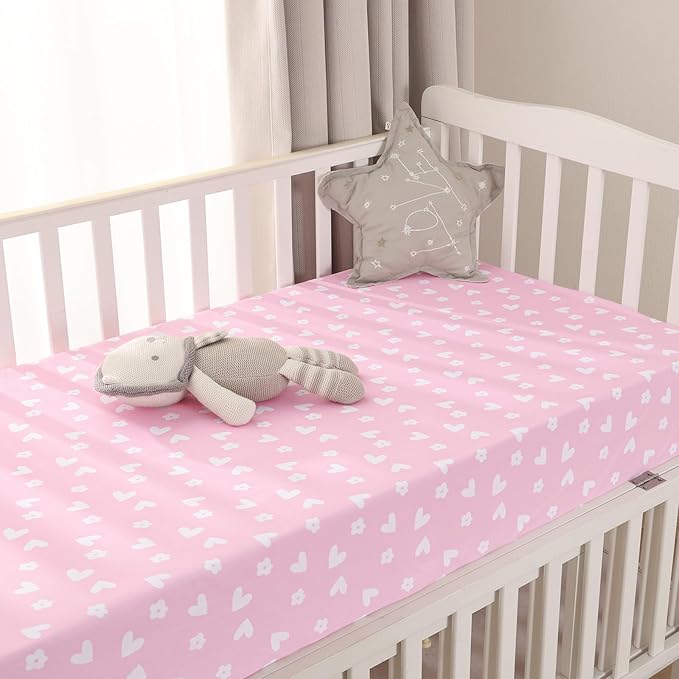 PHF 3 Pack Soft Butterfly Crib Sheets Fitted, Comfy Breathable Baby Sheets for Girls, 28x52 Inches Fits Standard Crib and Toddler Mattresses, Butterfly