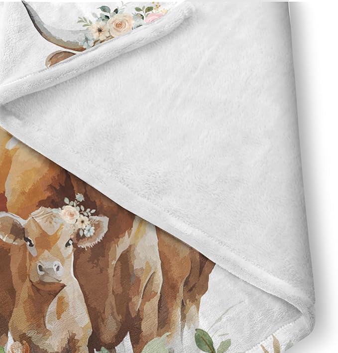 Custom Crib Bedding Set - Highland Cow Design Personalized Name Baby Nursery Bedding 3 Pcs Set - Chic Soft Blanket, Sheet, Pillowcase for Newborns Boys Girls Gifts Color26