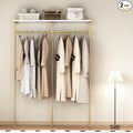 Industrial Pipe Clothing Rack, Wall Mounted Clothes Rack Gold Clothing Rack with Shelf Wardrobe Multi-Purpose Storage Clothes Hanging Shelf-59''L Gold