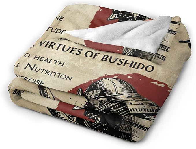 Tijuboni Japanese Samurai Throw Blanket Japanese Warrior Gifts for Men Women Girls Boys Kids Adults Soft Flannel Fleece Blanket for Couch Sofa Bed Home Decor 40"x50"