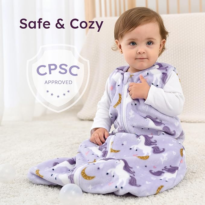 Yoofoss Fleece Baby Sleep Sack 2 Pack 1.5 Tog Baby Wearable Blanket with 2-Way Zipper