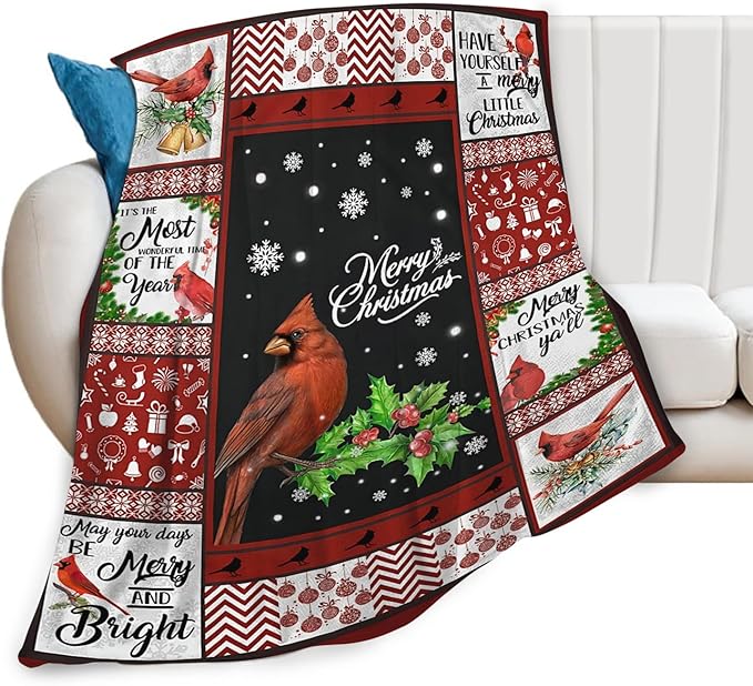 Tijuboni Cardinal Bird Throw Blanket for Girls Boys Women Men Kids Adults Soft Flannel Fleece Blanket for Couch Sofa Bed Home Decor 40"x50"