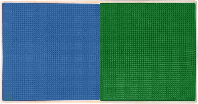 Contender Time-2-Play Kids Birch Plywood Blue & Green Montessori Lego Compatible Table with Shelf for Playroom, All Purpose Activity Play 30.75" W Rectangular Desk for Toddlers [14" Long Legs]