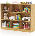Costzon 3-Shelf Bookcase for Kids, Wooden Toy Storage Organizer for Books Toys, 8-Section Freestanding Classroom Daycare Montessori Bookshelf for Preschool, Home Playroom & Kindergarten (Burlywood)