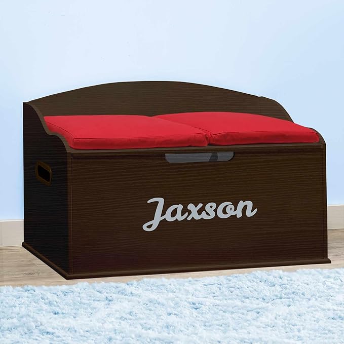 DIBSIES Personalized Creative Wonders Toy Box, Signature Series for Boys, 30 x 19.25 x 18 inches, Soft-Close Lid (Espresso)