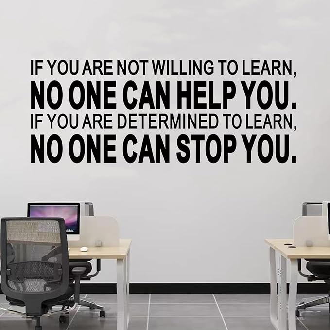 Motivational Quotes Wall Stickers for Office: Inspirational Positive Vinyl Art Wall Decals - School Classroom Workplace Home Wall Decor - If You are Not Willing to Learn 23"X9"