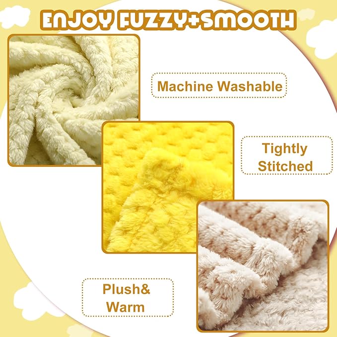 Frienda 4 Pcs Baby Fuzzy Blanket Fluffy Baby Blanket for Boys Girls Soft Warm Infant Newborn Toddler Receiving Nursery Bed Supplies, 32 x 24 Inch(Yellow Color)
