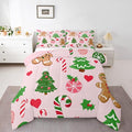 Feelyou Merry Christmas Kids Comforter Set Twin Size Gingerbread Man Bedding Set Christmas Decor Duvet Quilt for Kids Boys Girls Bedroom New Year Gift Decor Microfiber Ultra Soft Breathable