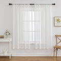 Off White Sheer Curtains 54 Inch Length 2 Panels, 50 Inches Width, Linen Look Transparent Curtain, Rustic Textured Light Filtering Drapes, Small Rod Pocket Window Treatments
