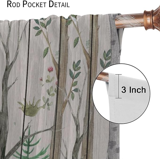 Forest Animal Curtains,Winter Dry Branches Pine Tree Moose Bear Animal Print Curtains for Children Boys and Girls Bedroom Living Room 42x54 Inch