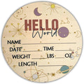 Hello World Newborn Sign 6" - Baby Announcement Sign for Hospital - Welcome Baby Sign - Announcement Board for New Baby - Birth Announcement Sign - Newborn Name Sign - Perfect for Baby Arrival (space 2)