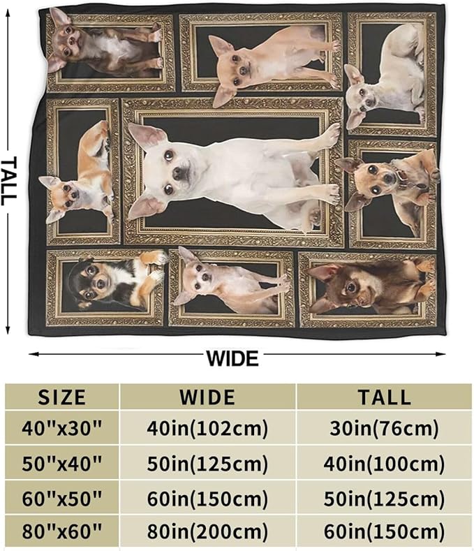 Cute Chihuahua Blanket for Girls Boys Funny Dog Throw Blankets Soft Cozy Warm Fuzzy Fleece Pet Bedding Flannel Throws Stuffed Animal Gifts for Chihuahua Lovers Kids Men Women Bedroom Decor 50"x40"