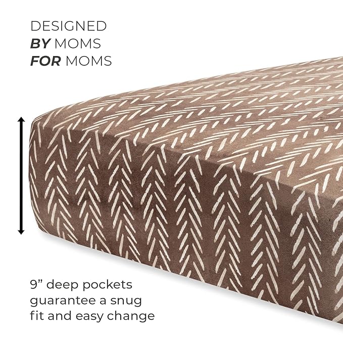 Pobibaby - Premium Single Fitted Baby Boy Crib Sheets for Standard Crib Mattress - Ultra-Soft Cotton Blend, Safe and Snug, and Stylish Woodland Crib Sheet (Wildlife Brown)