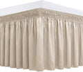 Biscaynebay Wrap Around Bed Skirts for Queen Beds 17" Long Drop, Light Camel Adjustable Elastic Dust Ruffles Easy Fit Wrinkle & Fade Resistant Silky Luxurious Fabric Solid Machine Washable