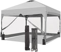 GDY 12x12FT Pop Up Canopy Tent with One Push Setup, Easy Setup Gazebo with 4 PVC Transparent Sidewalls for Events, Parties, Camping, White.