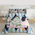 jejeloiu Christmas Nutcracker Comforter Set Queen Size Gingerbread Man Bedding Set for Kids Boys Girls Xmas Tree Duvet Quilt Dark Blue Bedroom Decor