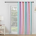 XiDi Extra Wide Curtains 84 Inches Long for Girls Bedroom Sliding Glass Door Kids Blackout Curtains for Nursery Room Darkening Rainbow Princess Unicorn 1 Panel 70 Inch Wide Pink Purple Green 70W x84L