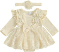 Giraropa Baby Girl Fall Winter Clothes Long Sleeve Romper Dress + Socks + Headband Newborn Infant Cute Casual Outfits