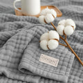 Goqan Muslin Blanket Queen 79x90 – 100% Cotton 4 Layer Boho Muslin Blanket for Adults, Lightweight, Soft, Breathable for Bed - Light Grey