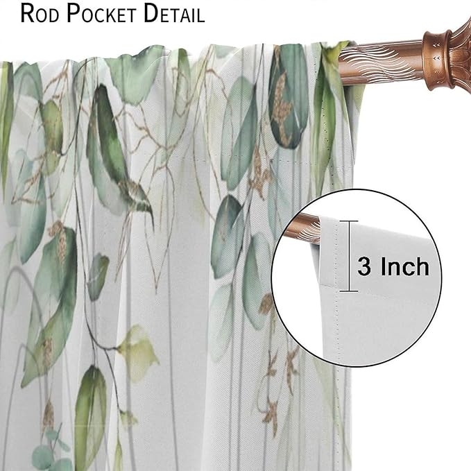 YCness Forest Animal Curtains, Watercolor Wild Animal Bear Fox Deer Kids Window Treatments for Living Room Bedroom, Green Woodland Tree Kids Drapes 2 Panel Sets,63x72 Inch