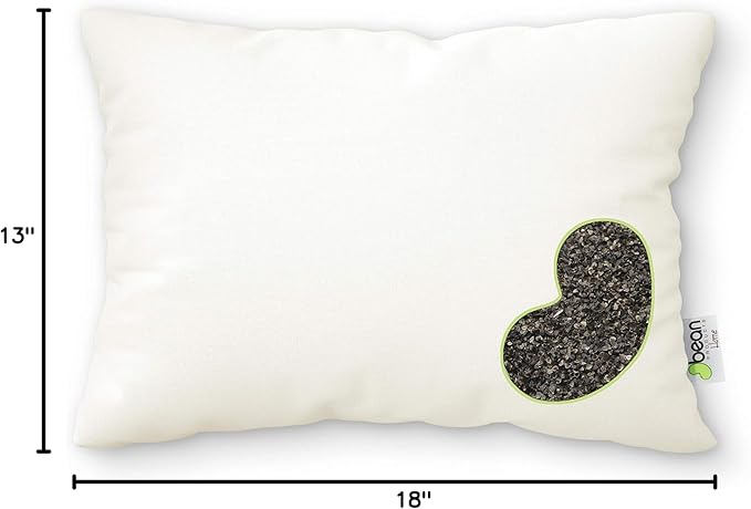 Bean Products 13" x 18" Travel Bed Pillow for Sleeping – Organic Buckwheat Fill with Organic Cotton Fabric, Soft Toddler Head Pillow – Eco-Friendly, Breathable, and Durable Sleep Aid, Made in The USA