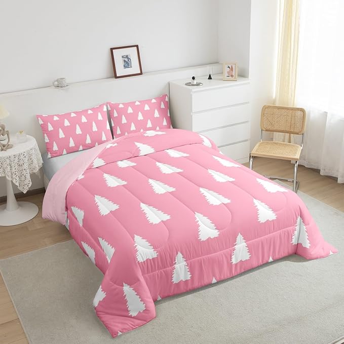 Feelyou Christmas Trees Bedding Set for Kids Boys Girls Twin Size Holiday Decor Comforter Set Ultra Soft Winter Comforter Xmas Duvet Quilt Bedroom Decor Christmas Decorations Quilt