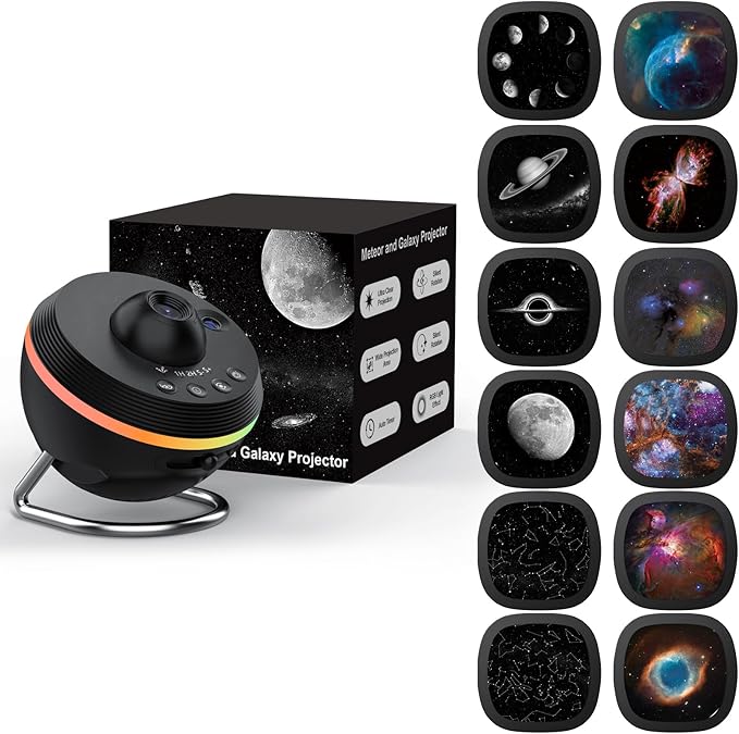 Galaxy Projector, Star Projector Home Planetarium Space Ceiling Starry Sky Night Light with Light Strip, Meteor and Galaxy Projector & 2 Filme Set for Kid Adult Gift