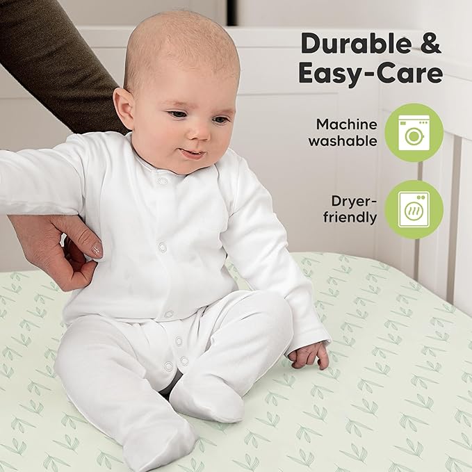 KeaBabies 2-Pack Organic Crib Sheets for Boys, Girls - 52x28 Fitted Crib Mattress Sheet Neutral, Breathable Jersey Cotton Cover for Baby Bed, Toddler Mattress, Soft & Cute Prints (Fleur)