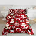 jejeloiu Merry Christmas Comforter Set Full Size Xmas Santa Claus Bedding Set for Kids Boys Girls Cute Snowman Duvet Quilt Red Bedroom Decor