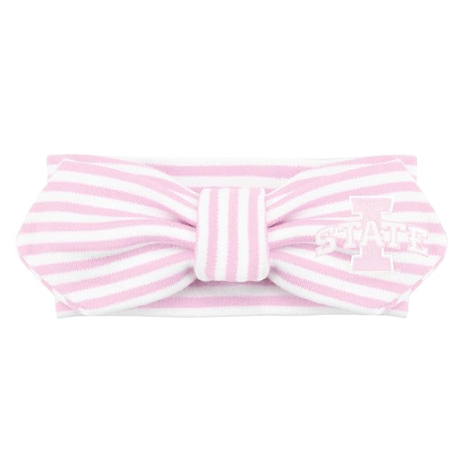 Creative Knitwear Iowa State Cyclones Infant Girls Pink/White Striped Hair Knot Headband Embroidered Logo - Size Newborn - 4T