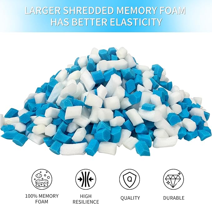 6LBS Shredded Memory Foam Filling Bean Bag Filler, Added Gel Particles Comfortable and Soft,Very Suitable for Filling Bean Bags, Pillows,Dog beds, Couch Cushion