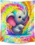 Elephant Blanket for Girls - Personalized 30" x 40" Inches Animal Throw for Kids, Toddler - Color Soft Fuzzy Blankets for Sofa, Couch