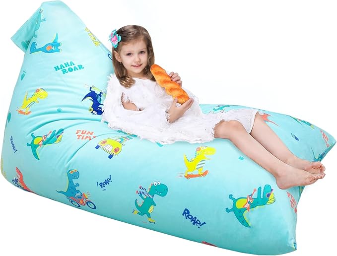 Jorbest Stuffed Animal Storage, Dinosaur Bean Bag Chair, Stuffed Animal Storage Bean Bag Chair for Kids and Adults - Cover ONLY (Dinosaur 200 L/52 Gal)