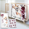 Custom Name Crib Bedding Set 3-Piece – Rose Animal Design Baby Bedding Set with Personalized Soft Blanket, Fitted Sheet, Changing Pad Cover – Ideal Newborn Gift for Boys and Girls