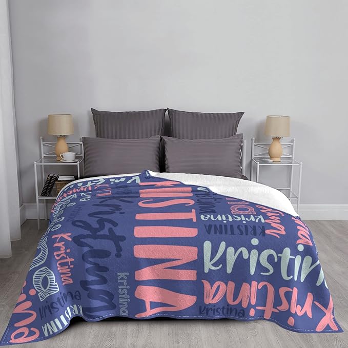 Dr.TOUGH Personalized Blankets with Name Customized Baby Blankets for Girls Boys Adults Monogrammed Blankets and Throws Christmas Birthday Mothers Fathers Valentines Day Gift (Dark Blue,60''×80'')