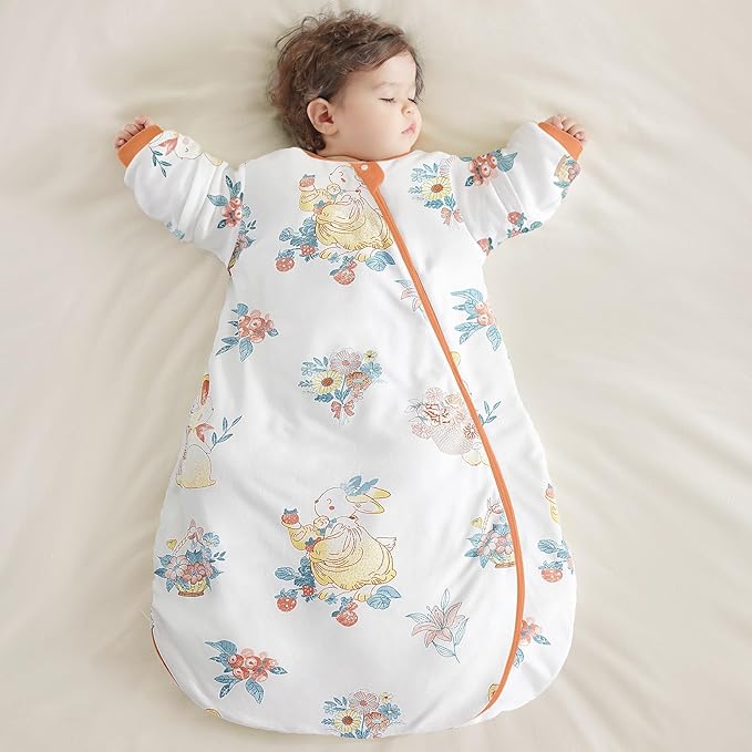 Baby Sleep Sack with Removable Sleeves, Breathable Wearable Blanket for Newborn & Toddler 6-36 Months, Cute Print