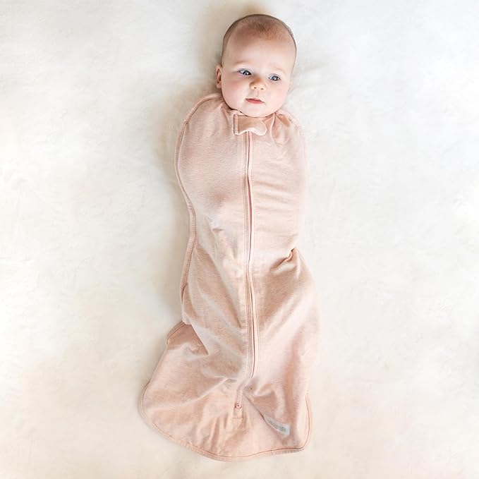 Woombie Original Baby Swaddling Blanket - Self-Soothing, Cotton Baby Swaddle with Zipper - Wearable Newborn Blanket, Birdie Front/Stripes Back, 5-13 lbs