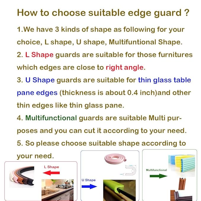 M2cbridge U Shape Extra Thick Furniture Table Edge Protectors Foam Baby Safety Bumper Guard 6.5 Ft (Grey (6.5ft x 2))