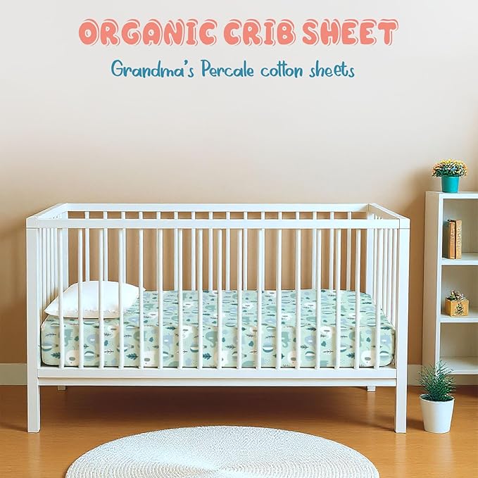Threadmill Organic Baby Crib Sheets for Boys & Girls | 100% Organic Cotton Fitted Crib Sheet for Standard Crib Mattress | 2 Pack Unisex Cozy Toddler Sheets, Machine Washable | Whomie