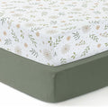 Dreamology Crib Sheets Cotton, 100% Cotton Fitted Crib Sheet, 2 Pack, Standard Crib Sheet, Cotton Crib Sheets fitted Girls,Boys,Crib Mattress Sheet,Toddler Bed Sheets, 28x52 Crib Sheet | Green,Flowers
