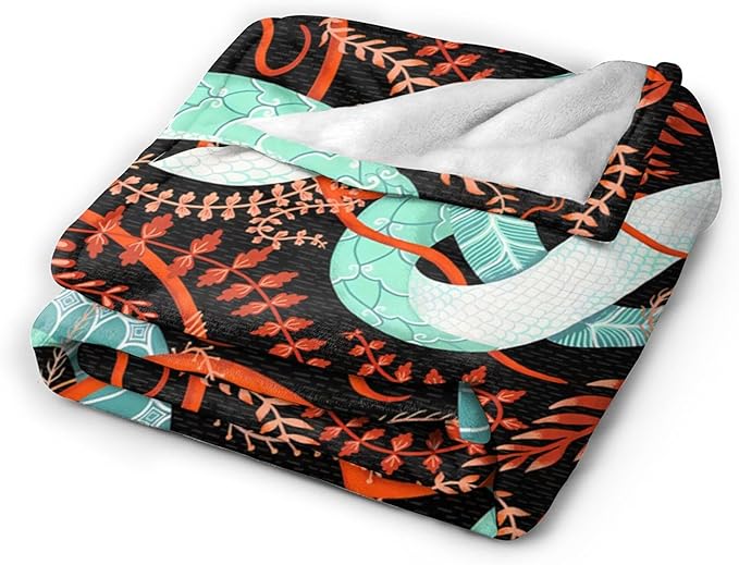 jerkboo Snake Blanket Throws Snake Gifts Snake Throw Blanket for Women Men Kids Adults Soft Warm Cozy Fleece Blanket for Couch Sofa Bed 60""x50""