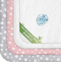Pack and Play Sheets & Waterproof Terry Pack N Play Mattress Protector Pad Cover 4 Pack, Viscose Terry Pack N Play Sheets Set, Grey & Pink