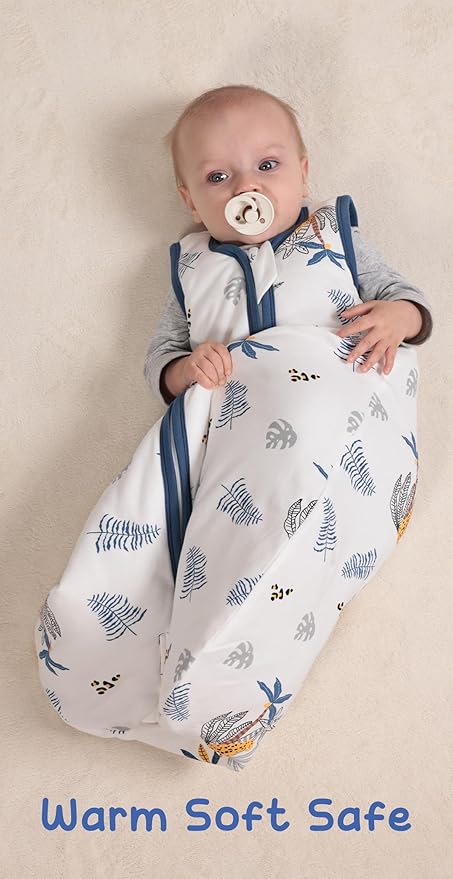 Baby Sleeping Bag 2.5 TOG Cotton Winter Sleep Sack for Newborn babies, Unisex Baby Wearable Blanket with Animal Patterns, Cheetah, M