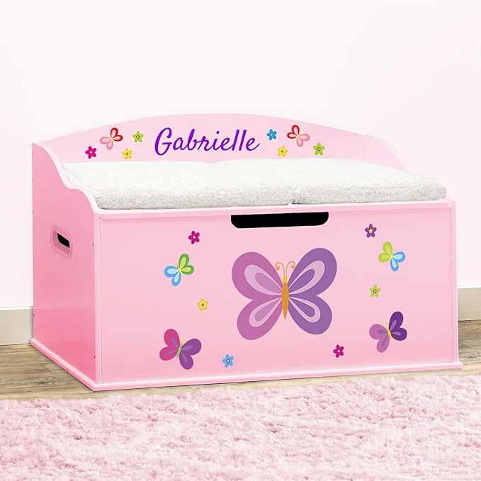 DIBSIES Personalized Creative Wonders Toy Box, Princess, 30 x 19.25 x 18 inches, Soft-Close Lid (Pink)