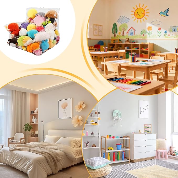 Bean Bag Chair for Stuffed Animals - Large Clear Plush Toy Storage with Soft Fabric Cover, Durable Zipper Closure with Easy Access Function, Organizer Chair for Bedroom Playroom Living Room Closet