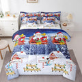 Feelyou Kids Christmas Bed in a Bag Xmas Santa Claus Queen Size Bed Set for Boys Girls Merry Christmas Warmth Comforter Set with Sheets Galaxy Blue Decor Bedding Set Bedroom Collection Boys
