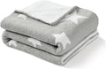CREVENT 30"X40" Cozy Soft Warm Chenille Baby Blanket for Girls Boys, Newborn Essentials for Infant, Baby Shower Receiving Gift - Grey Star