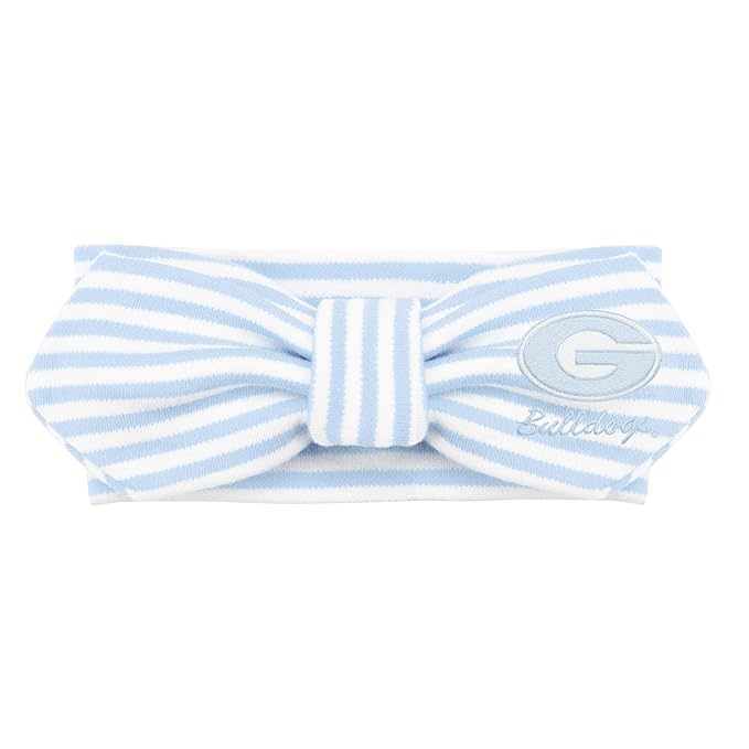 Creative Knitwear Georgia Bulldogs Infant Girls Light Blue/White Striped Hair Knot Headband Embroidered Logo - Size Newborn - 4T